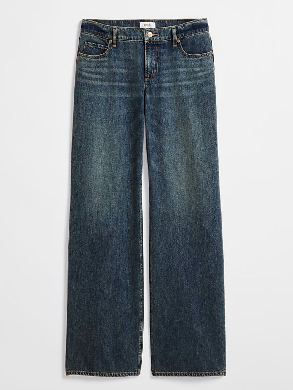 Vintage wash low rise wide leg jeans